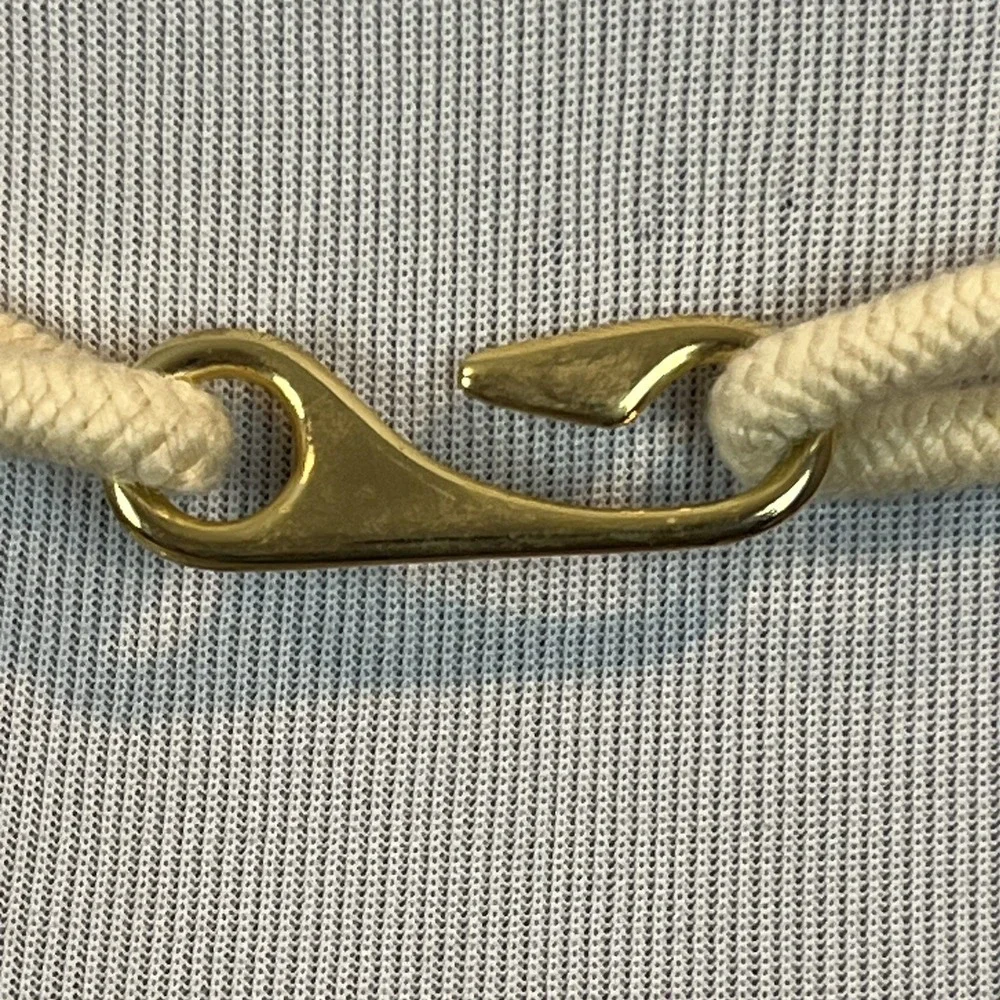 Vintage Women's Braided Woven Belt Macrame Size S/M Ivory Tan Gold Tone
